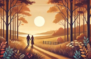 Romantic date night idea for young couples in Simpsonville on a scenic trail at sunset.