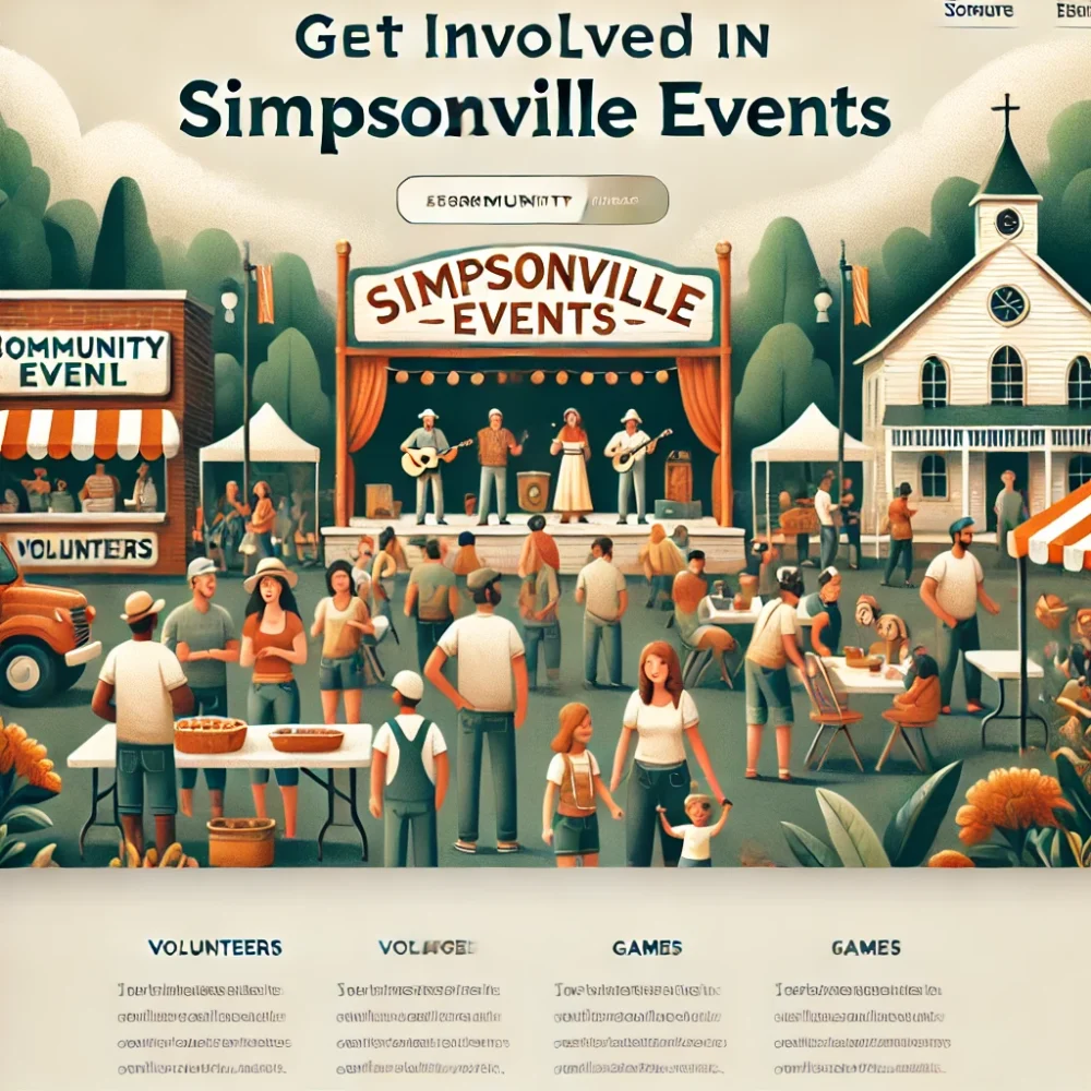 Get involved in Simpsonville events, showcasing volunteers and families at a local community gathering.