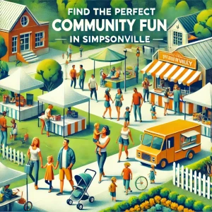 Families and community members engaging in outdoor activities and festivals in Simpsonville.