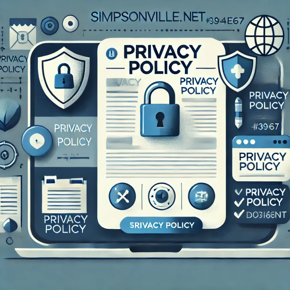 Privacy policy page featured image for Simpsonville.net with privacy and security icons.